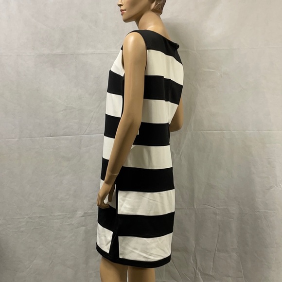 Calvin Klein Women's Black & Ivory Striped Sleeveless Dress NWT - Picture 4 of 7